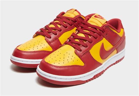 red and gold Nike dunks